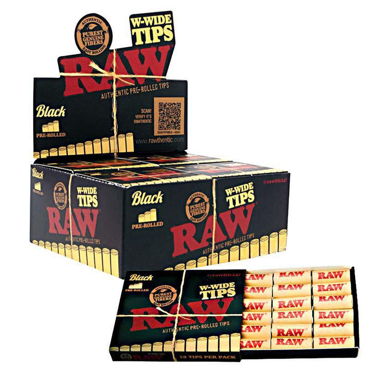 RAW Black Wide Pre-rolled Tips