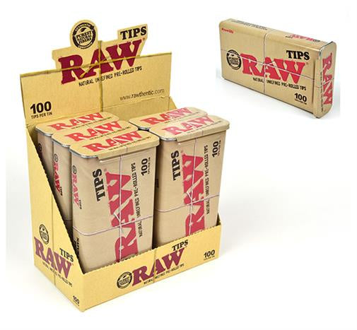 RAW Pre-Rolled Tips in Tin 100